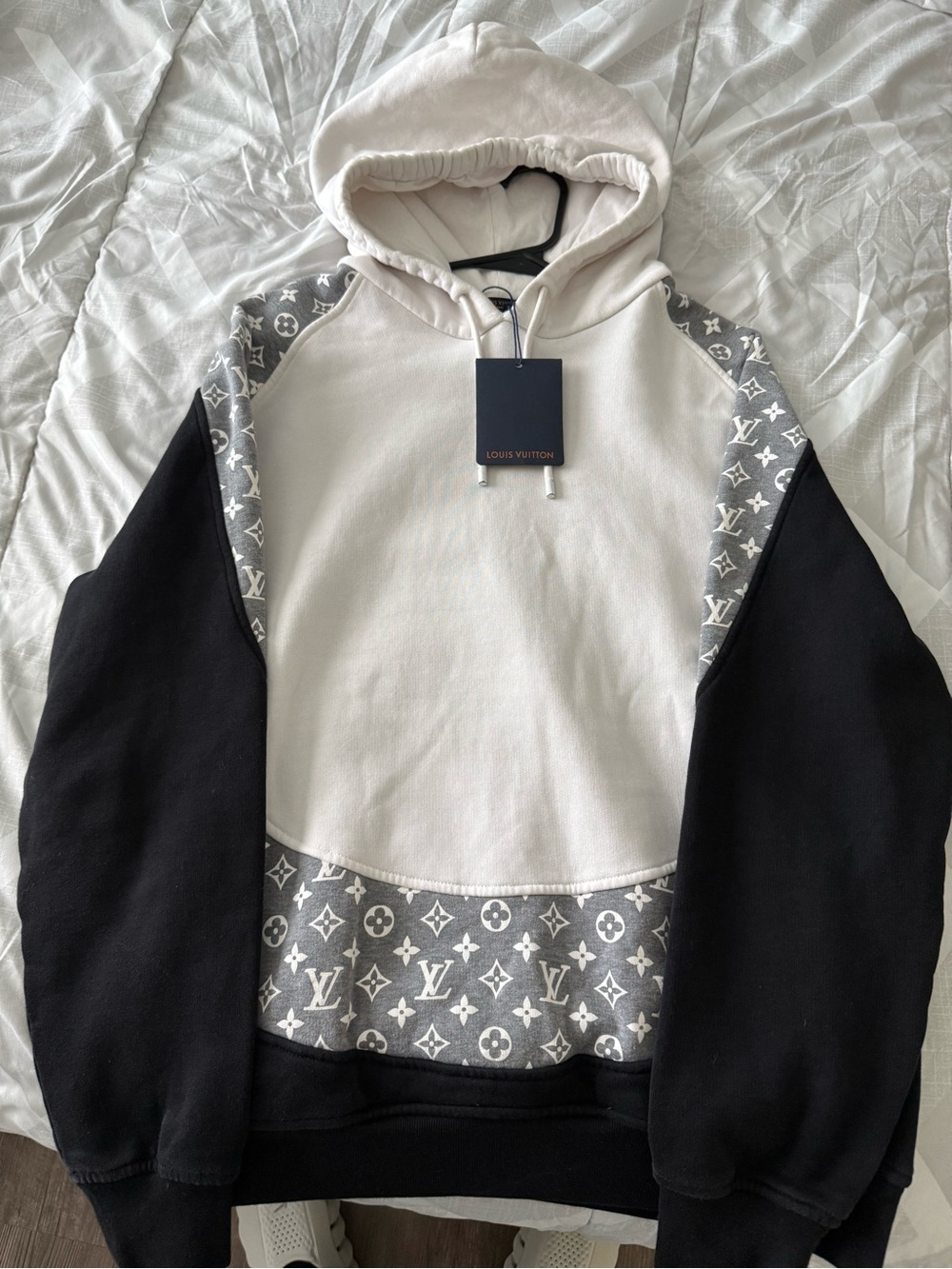 Louis Vuitton White, Monogram Hooded Sweatshirt